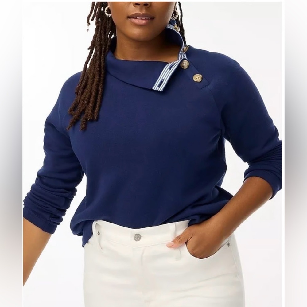 J. Crew Navy Sweatshirt with Button Detail